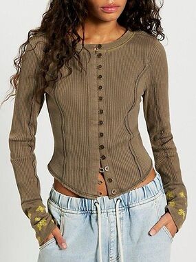 Free People We the Free Daria Cuff Long Sleeve Top